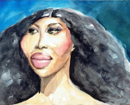 karykatura akwarelą