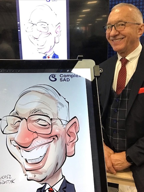 Wąsaty mężczyzna w karykaturze