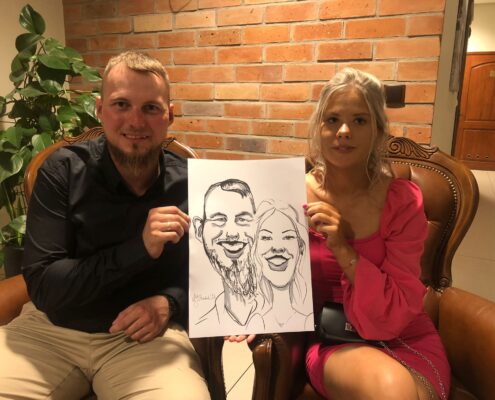 Karykatura markerami na weselu