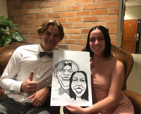 Karykatura markerami na weselu